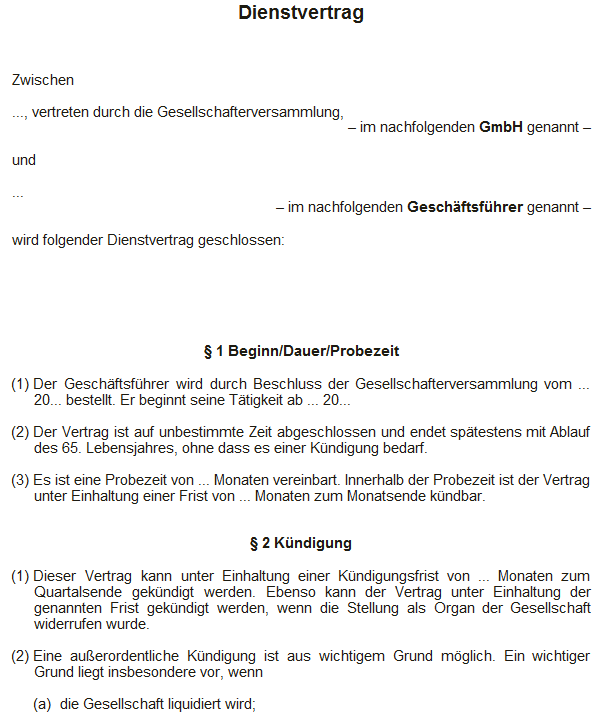 Geschäftsführervertrag