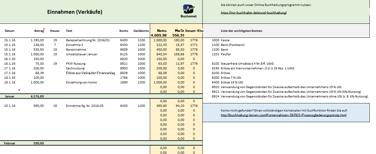 Excel Vorlage Buchhaltung