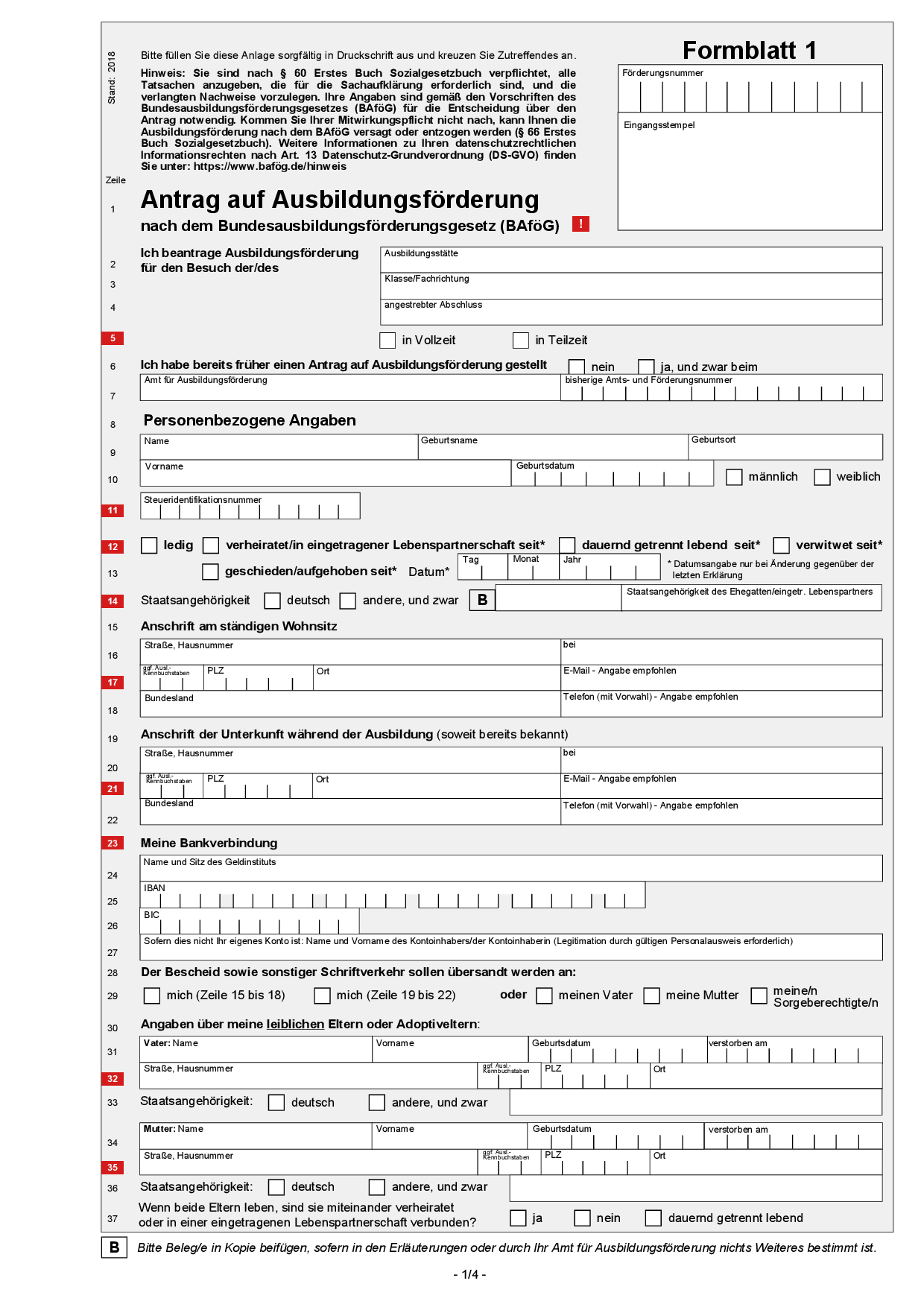 BAfoeG Antrag online + Formblätter
