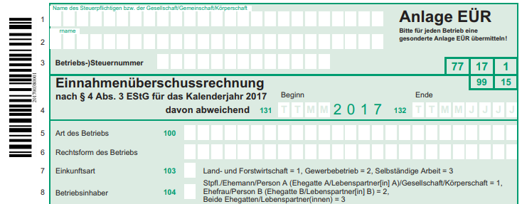 Einnahmenuberschussrechnung Anlage Eur Vorlage Excel