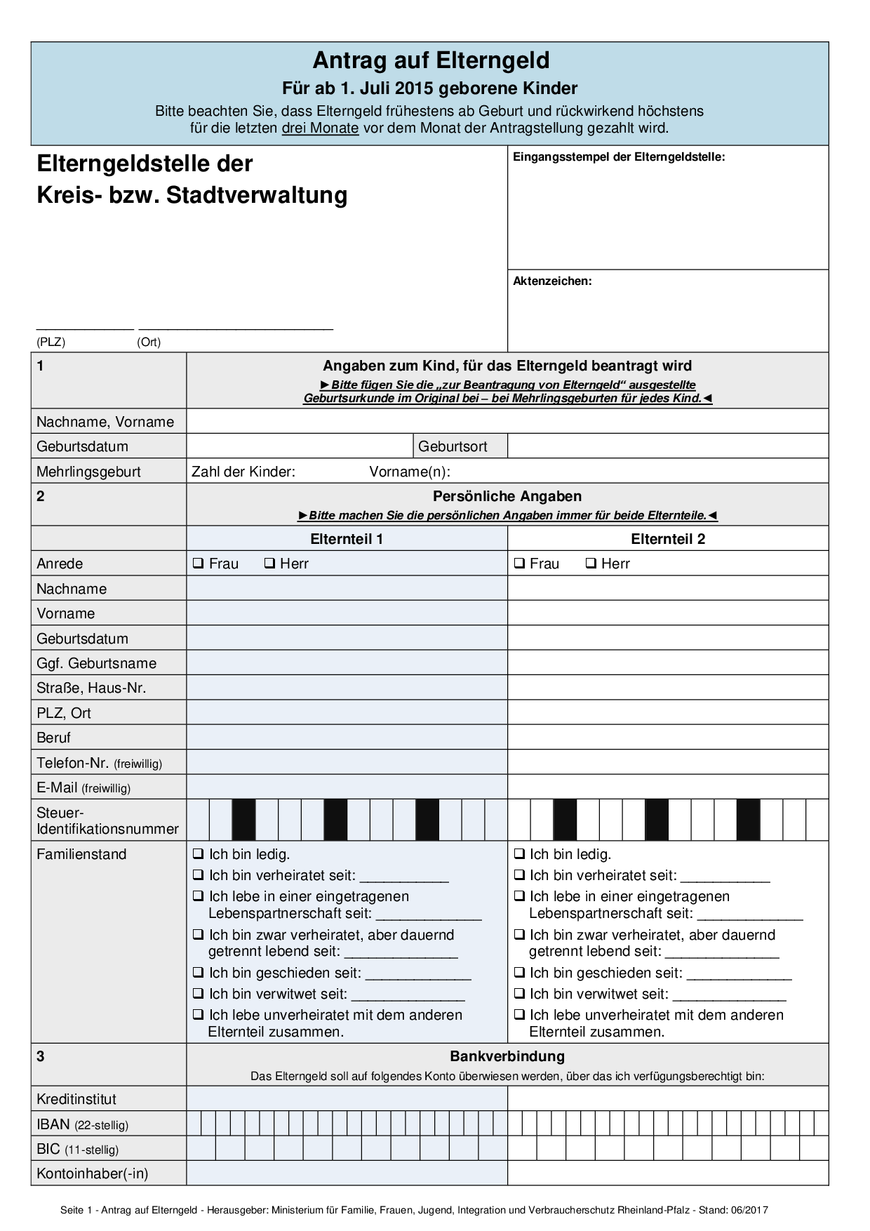 Antrag auf Elterngeld