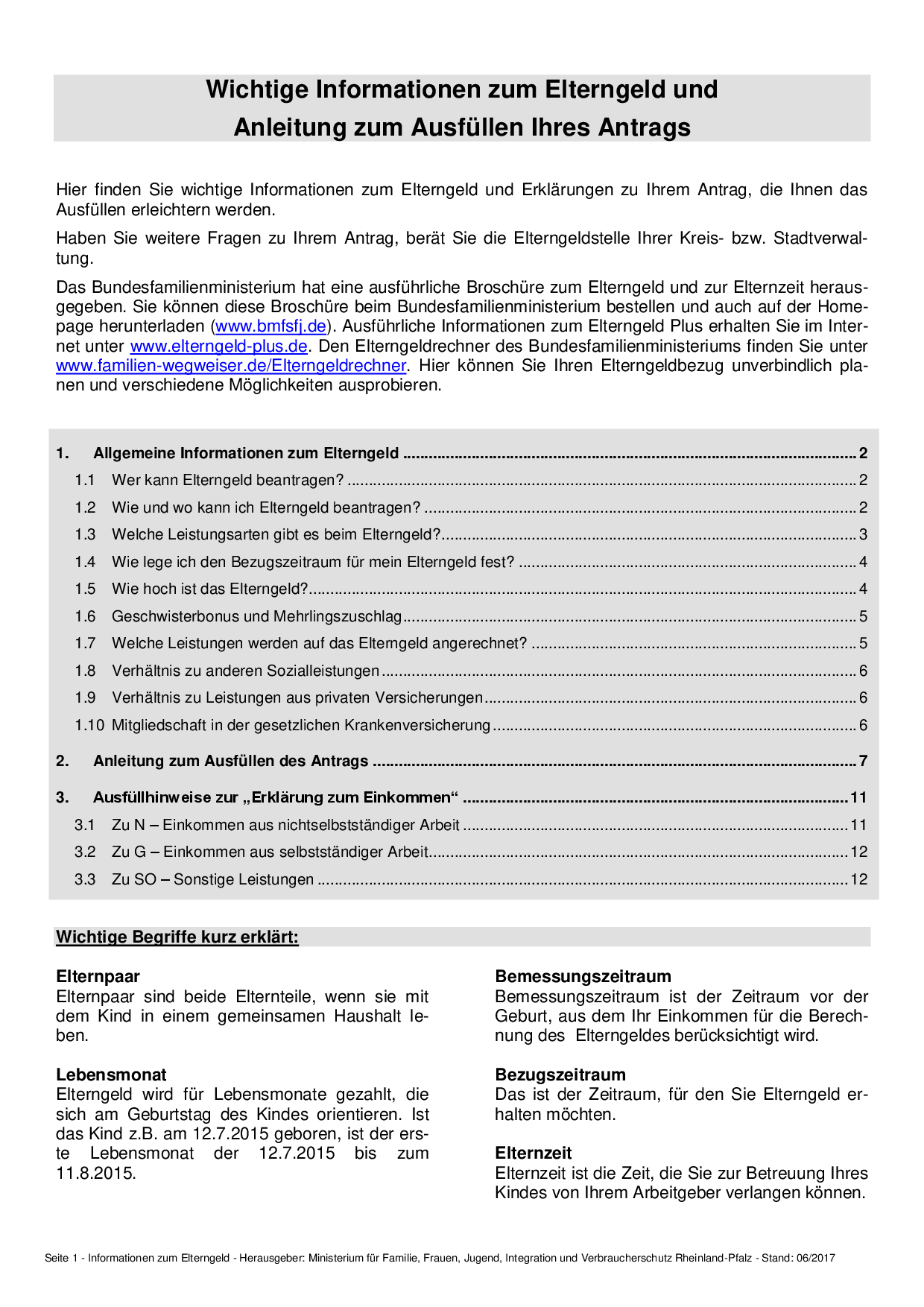 Wichtige Informationen zum Elterngeld und Anleitung zum Ausfüllen Ihres Antrags