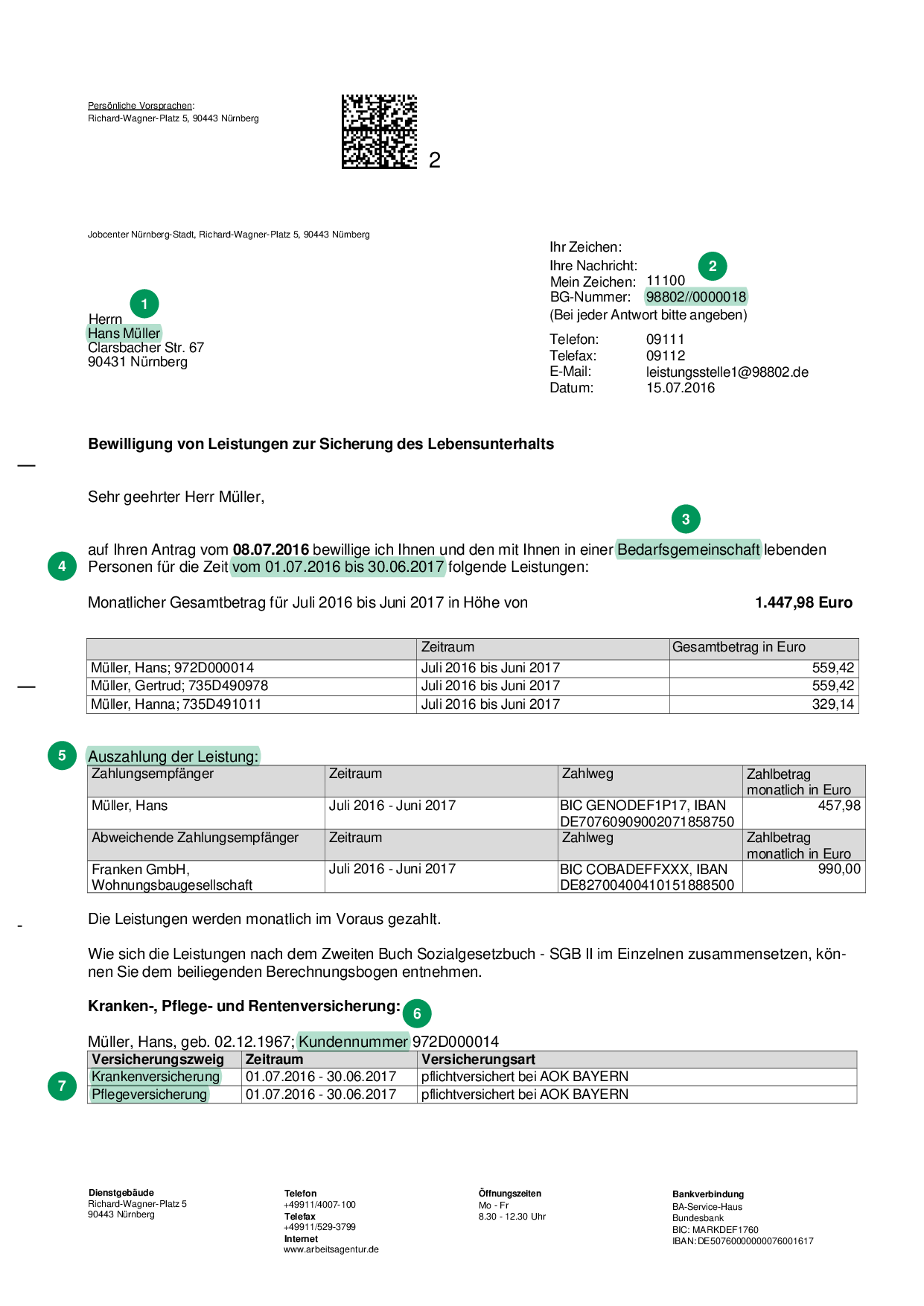 Hartz4 Muster Bescheid