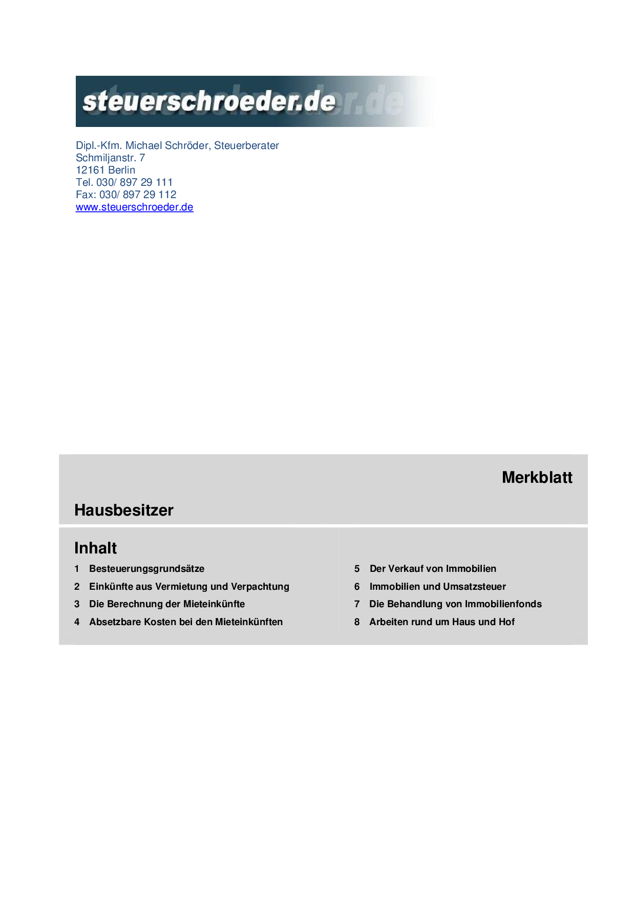 Steuertipps für Hausbesitzer vom Steuerberater