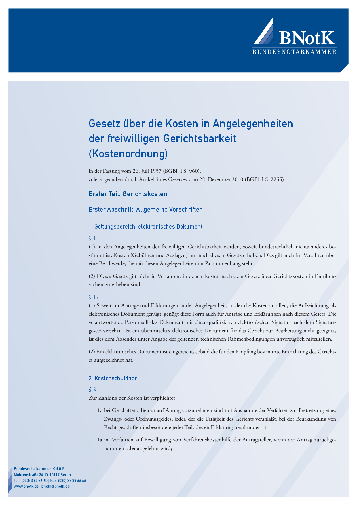 Notarkosten - Rechner + Tabelle
