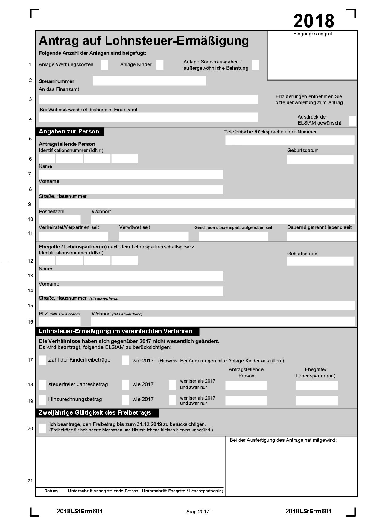 Lohnsteuerermäßigung 2018 berechnen