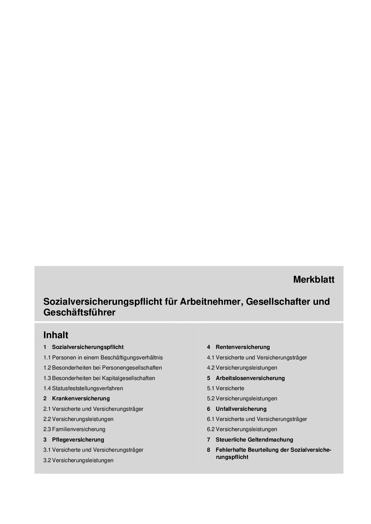 Sozialversicherungspflicht für Arbeitnehmer + Gesellschafter und Geschäftsführer