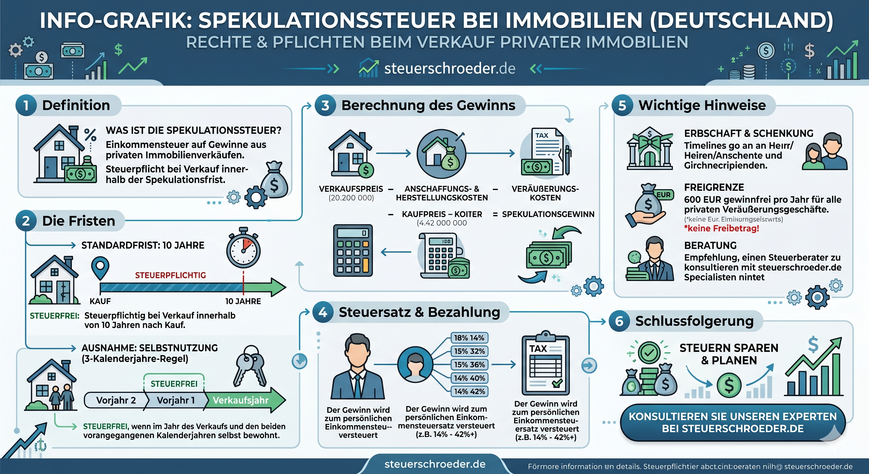 Infografik Spekulationssteuer bei Immobilienverkauf