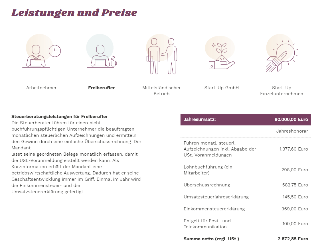 Steuerberatungskosten für Freiberufler