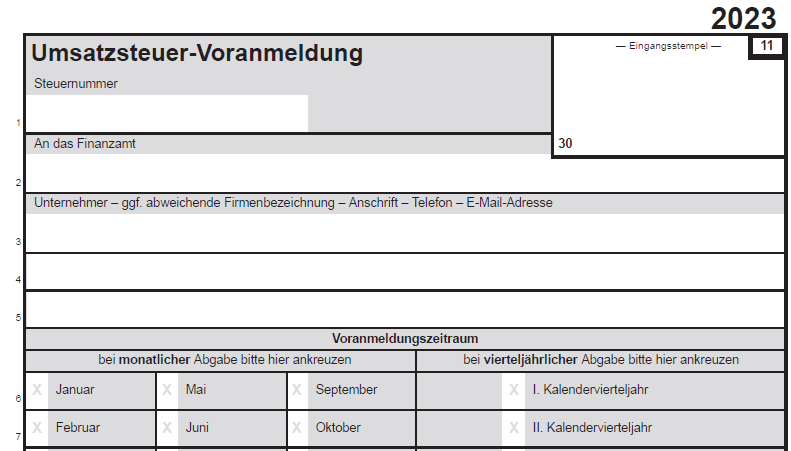 Umsatzsteuervoranmeldung online Formular per ELSTER Umsatzsteuervoranmeldung